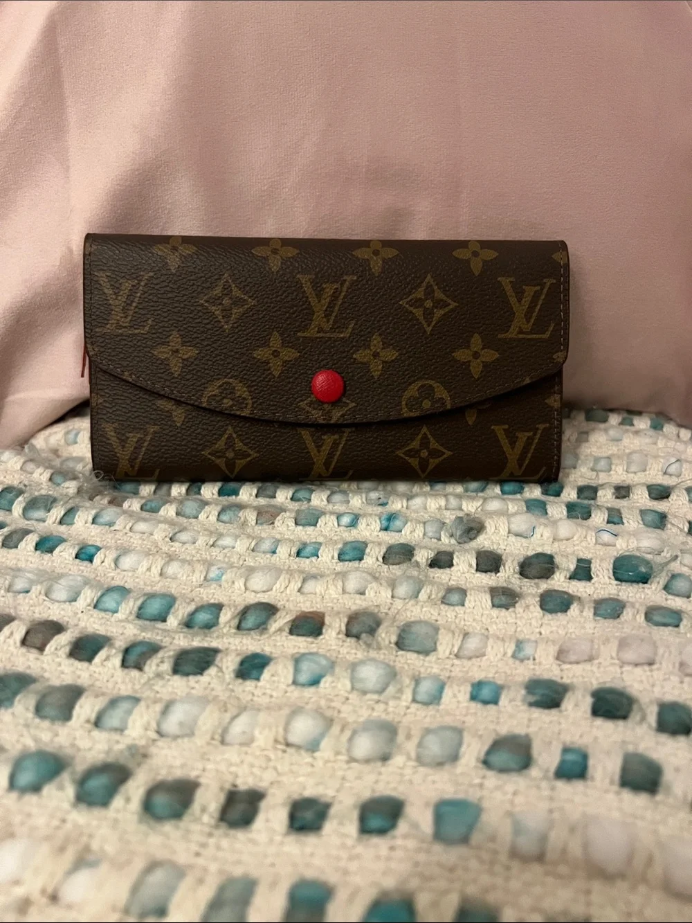 INSPIRED Brown Monogram Wallet with Red Snap